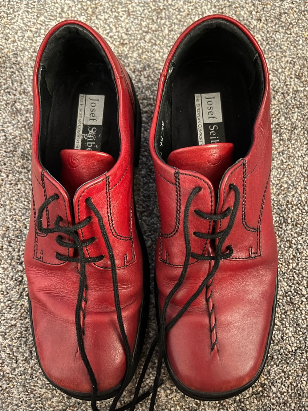 Josef Seibel Women’s Red Leather Lace-Up Oxfords